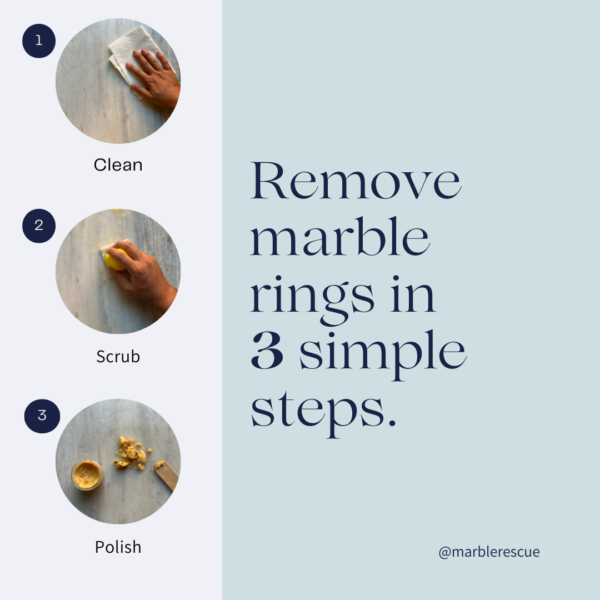 Remove rings on marble counter